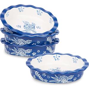 Wisenvoy Mini Pie Pans Ceramic Pie Plate Pie Pan Pie Pans for Baking Pie dish Porcelain Mini Pie Pan (Blue)