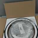 Modern LED Chandelier with Remote, Dimmable Ring Pendant Light Walnut Wood Black Circular Chandeliers for Dining Room Living Room Entryway Bedroom Office