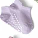 Anti Slip Low Cut Socks With Grips For Babies Infant Toddlers Kids Boys And Girls, Non Skid Ankle Socks (White)