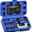 Orion Motor Tech Motorcycle Chain Rivet Tool, 20pc Motorcycle Chain Tool Kit with Powder Coated C Frame 5 Pins Pre-Press Cap, Pro Bike ATV Motorcycle Chain Breaker Removal Tool for 25 to 630 Chains