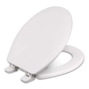Centoco Round Toilet Seat, Heavy-Duty Wood Core with Plastic Scratch-Resistant Finish, Residential, Made in the USA, 700-001, White