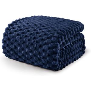 Exclusivo Mezcla Fleece Twin Blanket for Bed, Extra Large Fuzzy Navy Blue Bed Blankets, Soft Cozy Plush Sofa Throws for All Seasons, 60x80 Inches