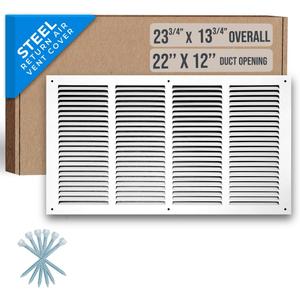 Fits 22x12 Duct Opening | Steel Return Air Grille by Handua | Vent Cover Grill for Sidewall and Ceiling | White | HVAC Cold Air Intake Grille | Outer Dimensions: 23.75"W X 13.75"H