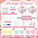 Kasyat 2 Set Tea Party Decorations Balloon Column with Adjustable Balloon Stand Kit, Teapot Balloons for Spring Bridal Shower Wedding Birthday Garden Party, Pastel Macaron Arch Supplies