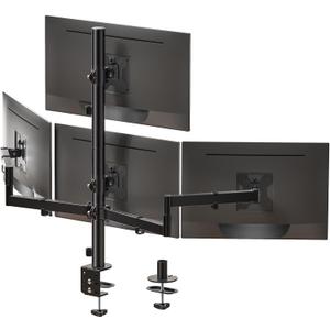 WALI Quad Monitor Mount for 13-27 Inch Screens, Fully Adjustable 4 Monitor Stand with Swivel, Tilt, Rotation, Clamp & Grommet Base Kit, Max Load 22lbs per Screen (M004S), Black