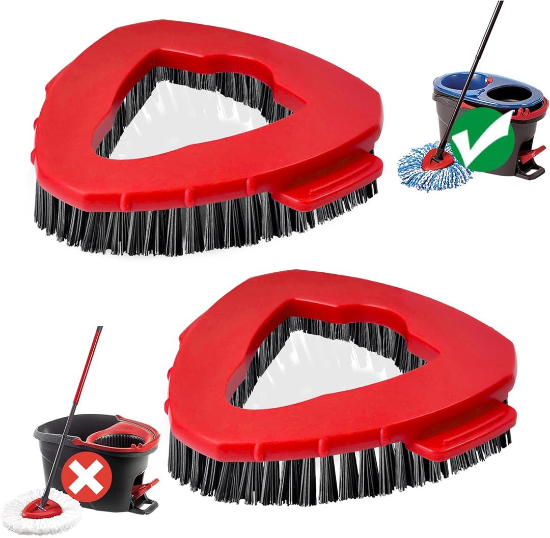 Scrub Brush, 2 Pcs Spin Mop Scrub Brush Head Compatible RinseClean 2-Tank System, Hard Bristle Cleaning Brush for Bathroom, Kitchen, Tub and Tile (Not Fit EasyWring 1-Tank)
