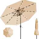 9FT Solar Umbrella 32 LED Lighted Patio Umbrella Table Market Umbrella w/Tilt and Crank Outdoor Umbrellas for Garden, Deck, Backyard, Pool and Beach, Yellow