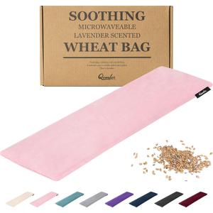 Qomfor Microwave Heating Pad - Large Microwavable Wheat Bag Heat Pack for Neck and Shoulders, Pain Relief, Back Pain, Arthritis, Period Cramps - Reusable Lavender Heating Pad (Pink)