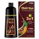 Ivnil Dark Brown Hair Dye Shampoo 3 in 1 for Women/Men Hair Color for Grey Coverage Seimi Permanent Instant Champu Para Canas Mujer for Men