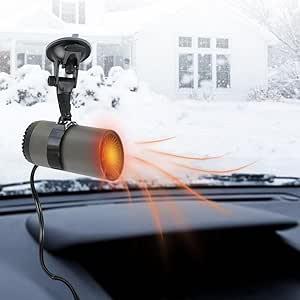 Portable Car Heater  12V 150W Dual Mode (Heating/Cooling) Defroster & Defogger with Suction Cup for Car Windshield, Cigarette Lighter PlugIn Defroster, Fast Warm Air for Winter
