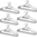 60 Pack Thin Space Saving Hangers, No Slip Clothes Hangers with Non Slip Textured and 360 Hook - Plastic Hanger, Closet Organizer for Shirt, Pants, Suit, Skirt, Coat - Ivory White