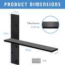 Floating Shelf Bracket 3/8" Thick Heavy Duty Shelf Brackets 4 Pack Free Hanging Countertop Support Bracket 12" Lx2.5 W Floating Wall Brackets for Cabinets, Granite, Dishwasher, Bench Seats Vanities
