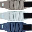 Paw Legend Washable Dogs Diapers Male Dog Belly Bands for Male Dogs Diapers Reusable Puppy & Doggie Diapers Male (3 Pack, XX-Large) (Grey, Brown, Navy)