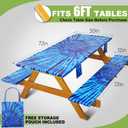 Fitted Picnic Table Cover with Bench Covers Vinyl Waterproof Elastic Edges Fitted Rectangle Tables Patio Tablecloth Camping Gear and Essentials Rv Accessories Road Trip Supplies Car Travel Must Haves