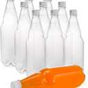 Hiceeden 10 Pcs 33 oz Plastic Soda Bottles with Caps, 1L Disposable Long Neck Wine Bottles with Lid, Reusable Empty Plastic Bottle for Beverage, Liquor, Beer, Milk, Juices, Smoothies