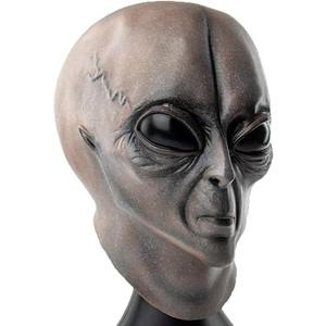Realistic Alien Mask Latex Full Head Big Eyes Masks Costume for Adult Teens Halloween Cosplay Party Props Scary Party Decoration Novelty Headwear Outfit