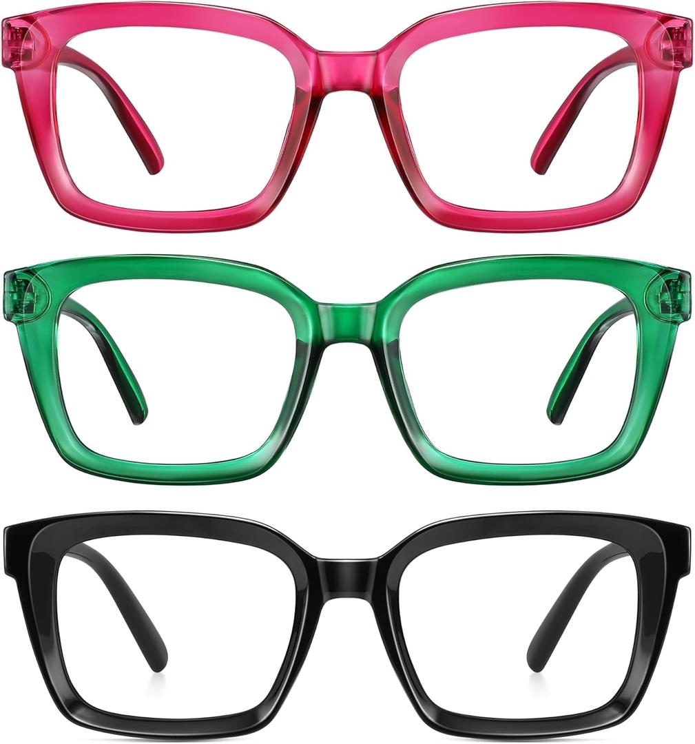 XVXV Reading Glasses for Women Men - Blue Light Blocking Readers Oversize Square Anti Glare with Spring Hinge