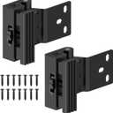 Home Security Door Reinforcement Lock, Screw Mounted Safety Latch Inside Stopper for Inward Swinging Front Door, Apartment & Hotel - Withstand 800 lbs Stop Flip Lock (Black-2PCS)