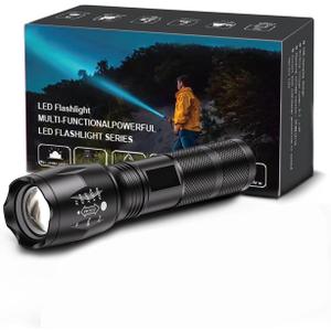 1 Pack Flashlights, Military Grade 5 Modes 3000 High Lumens Led Waterproof Handheld Flashlight for Camping, Biking, Hiking, Outdoor and Home Use (Batteries Not Included)