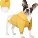 Dog Hoodie Pet Clothes, Soft Dog Sweatshirt, Warm Fleece Hoodies for Small Medium Dogs, Winter Cold Weather Puppy Sweater with Pocket, Hooded Coat Costume Cat Apparel Outfit (3XL, Yellow) (3X-Large(Chest: 25.6'', Back: 17.7''))