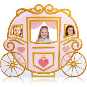 Geelin 47" Princess Carriage Cardboard Cutout Stand up Pink Princess Birthday Party Decoration Life Size Photo Booth Props for Girl Themed Birthday Backdrop Background Party Supplies