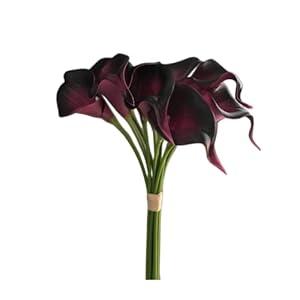 12pcs Artificial Calla Lily Flowers, 13" Single Heads PU Flower Small Flower Bouquet Accessorie, Calla Lily Bridal Wedding Bouquet for Greenery Plants Indoor Outside Garland Home Office Decor (Purple)