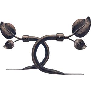 Leaf Curtain Holdbacks, Set of 2 - Wall Mounted Metal Tieback Hooks for Curtains, Adjustable Finial, Antique Bronze