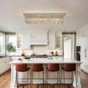 7PM Chandeliers for Dining Room, Crystal Ceiling Light Rectangle Crystal Chandelier Flush Mount for Living Room 40"x10"x10", L40"