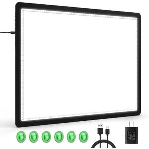 A2 Light Pad (25.2" x 18.4"), Large Magnetic Bright Light Box for tracing,6 Levels Dimming/3 Color,Physical Buttons,Light Board for Diamond Painting,Light Table for Drawing, Sketching