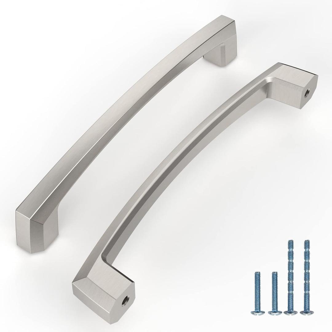 10 Pack 6 Inch(152mm) Kitchen Cabinet Handles Brushed Satin Nickel Cabinet Pulls Kitchen Cabinet Hardware Drawer Pulls for Dresser Cupboard Wardrobe