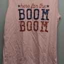 kfulemai Women's Here for The Boom Tanks Tops 4th of July Shirts Graphic Tee Patriotic Independence Day Sleeveless Shirt, M