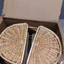 4 Pcs Flower Girl Baskets Half Moon Wicker Rattan with Handle, Light Color