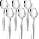 Extra Large Serving Spoons Set 11.7-Inch Silver Serving Utensils 18/8 Stainless Steel Big Metal Spoons for Buffet, Parties, Catering, Banquet - Dishwasher Safe (6-Pack, Silver)