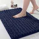 Disolla Navy Blue Bathroom Rug 20x32 Inch - Luxury Chenille Bath Mat, Thick Shaggy Plush Absorbent Rug, Non-Slip Machine Washable Mats for Bathroom Floor & Decor
