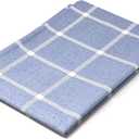 Allgala Waterproof Check Design Printed PVC Vinyl Protective Tablecloth - 54x120 Inch - Light Blue - TC59310