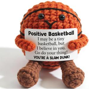 Positive Crochet Basketball Gifts for Players & Fans, Emotional Support Plush Crochet Funny Inspirational Gift for Men Women Basketballs Players