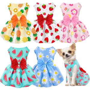 5 Pack Girl Dog Clothes Floral Summer Puppy Princess Bowknot Dog Dresses for Small Dogs Girl Clothes Cute Outfits for Boys Girls Pets Cats Dogs XL