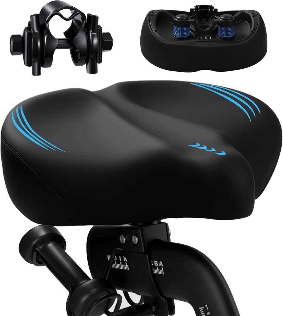 2026 New Ultra-Wide Oversized Bike Seat Cushion for Men & Women, Comfort Memory Foam Bicycle Saddle, Waterproof Universal Bike Seat for Peloton Exercise Road Mountain Cruiser Electric City Bikes