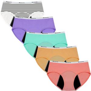 Teen Girls Period Underwear for Heavy Flow High Absorbency Kids Period Panties Leakproof Soft Cotton Briefs (12-14 Years, Xsk5-1)