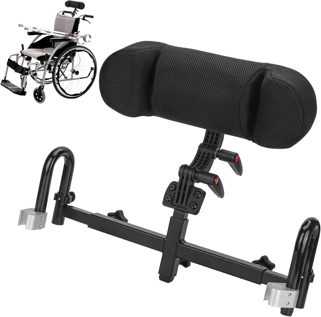 Adjustable Wheelchair Headrest Backrest, 25mm Universal Wheelchair Headrest Neck Support Fits Teens and Young Adults Universal Wheelchair Accessories (Black)