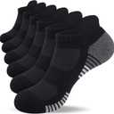 Lapulas Athletic Running Ankle Socks, Low Cut Cushioned Anti-Blister Tab Sports Socks Men Women 6Pairs (Large, Stripe-black)