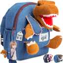 Naturally KIDS Toddler Backpack w. Plush Brown Dinosaur Toy, Kids Gift 2-5 | 2-in-1 Dinosaur Backpack w. Removable Plush, Side Pockets, Dinosaur Toys for Kids 3-5, Birthday & Christmas Gift for Boys