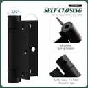 3 Pack Self Closing Door Hinges 3.5 inch Matte Black Spring Loaded Auto Close Hinges Square Corners Adjustable Tension for Interior Door 3 1/2 Auto Self-Closing Hinge