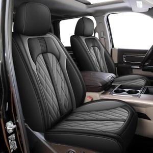 Seat Covers Fit for Dodge RAM 1500 2002-2024 2025 2026: Compatible with RAM 1500 2500 3500 Car Seat Cover Truck Pickup Crew Double Quad Cab (Curved Bench, Full Set, Black & Grey)