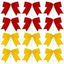 WILLBOND 12 Pieces Buffalo Plaid Bows Burlap Decorative Velvet Bows for Wreaths for Gift Wrap Christmas Party Decoration,(Red, Gold, 6 x 6 Inch)