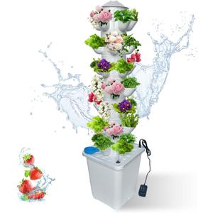 35 Pots Hydroponic Tower, Hydroponics Growing System Tower, Vertical Tower Planter, Pump Tower with Timer Automatic Watering, Irrigation Pump and Movable Water Tank, for Hydroponic Gardening Lovers