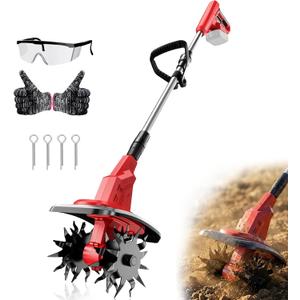Cordless Tiller Cultivator for Milwaukee 18V Battery(Only Tool), 360RPM Floding Electirc Garden Tiller, Battery Powered Tiller with 9In Tilling Width & 6.3In Depth for Lawn Soil Gardening