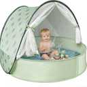 Baby Beach Tent with Pool, 3-in-1 Upgrade Pop Up UPF 50+ Sun Protection Shelter with Mosquito Net Babies Toddlers Portable Outdoor Summer Essentials for Beach, Backyard, Indoor- Green Leaves