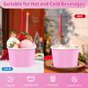 Greencian 120Pcs Pink Paper Ice Cream Cups 12 oz Disposable Gradient Pink Paper Dessert Snack Bowls Spring Summer Food Yogurt Cup Containers for Food Soup Candies Bride Shower Easter Party Supplies