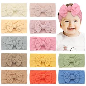 CLLOT Super Stretchy Soft Knot Headbands with Hair Bows Head Wrap Hair Accessories For Newborn Baby Girls Infant Toddlers Kids